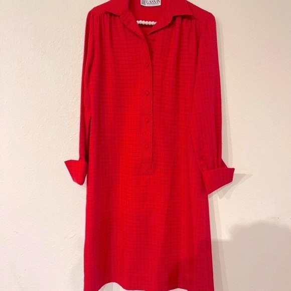 𝅺vtg 6 Lanvin dress couture gingham square vintage silk checkered pinup 60s 70s - Picture 3 of 16